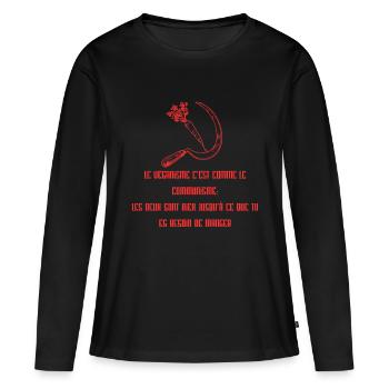Veganisme & communisme pour carnivore - T-shirt manches longues Premium bio Femme - noir - Devant - Julia (174cm)