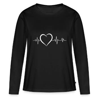 Herzschlag - Frauen Premium Bio Langarmshirt - Schwarz - Vorne - Julia (174cm)