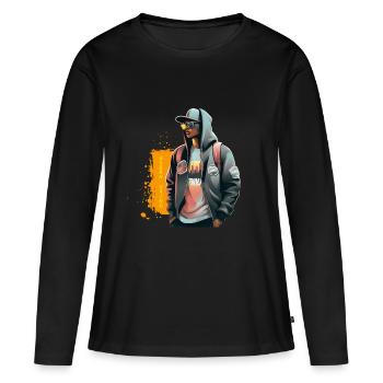 Mouture urbaine - T-shirt manches longues Premium bio Femme - noir - Devant - Julia (174cm)