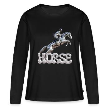 Show Jumper Chrome 1 - T-shirt manches longues Premium bio Femme - noir - Devant - Julia (174cm)