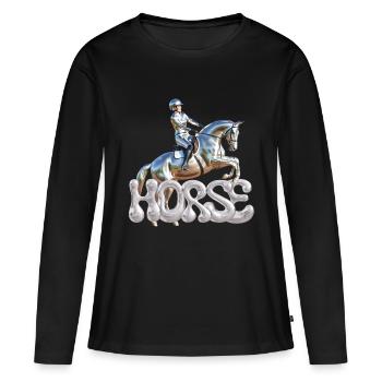 Springreiterin Chrom 2 - Frauen Premium Bio Langarmshirt - Schwarz - Vorne - Julia (174cm)