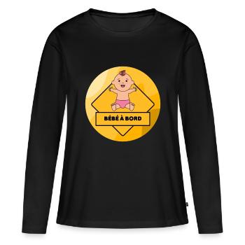 bébé à bord (pied) - T-shirt manches longues Premium bio Femme - noir - Devant - Julia (174cm)