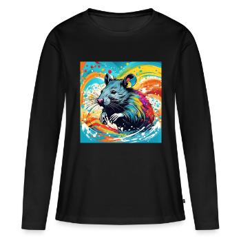 Couleur du rat - T-shirt manches longues Premium bio Femme - noir - Devant - Julia (174cm)