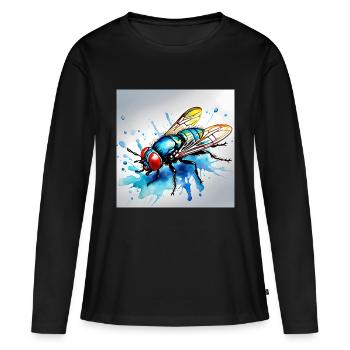Mouche - T-shirt manches longues Premium bio Femme - noir - Devant - Julia (174cm)