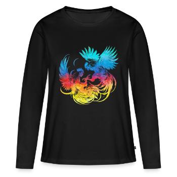 Coq, tup, combat, animal, isolé, coloré, poulet - T-shirt manches longues Premium bio Femme - noir - Devant - Julia (174cm)