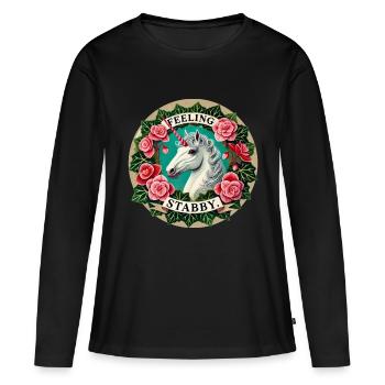 Se sentir poignardé - T-shirt manches longues Premium bio Femme - noir - Devant - Julia (174cm)