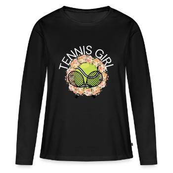 Fille de tennis - T-shirt manches longues Premium bio Femme - noir - Devant - Julia (174cm)