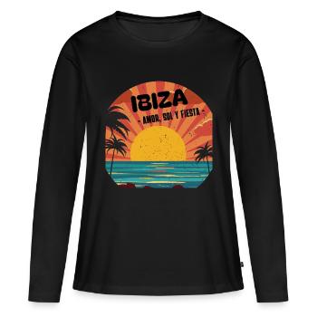 Ibiza amor sol y fiesta - T-shirt manches longues Premium bio Femme - noir - Devant - Julia (174cm)