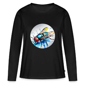 Nœud papillon rond - T-shirt manches longues Premium bio Femme - noir - Devant - Julia (174cm)