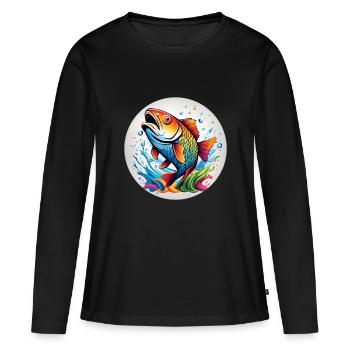 Lot de poisson rond - T-shirt manches longues Premium bio Femme - noir - Devant - Julia (174cm)