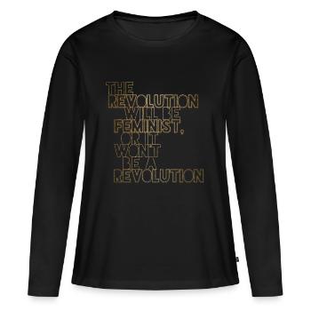 La Révolution sera féministe, ou ne sera-t-elle pas - T-shirt manches longues Premium bio Femme - noir - Devant - Julia (174cm)