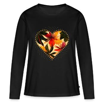Flower Heart: Abstract Love - Women's Premium Organic Long Sleeve Shirt - black - Front - Julia (174cm)