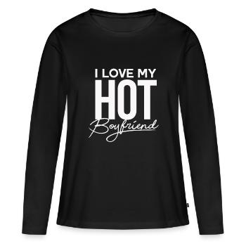 J’ADORE MON COPAIN SEXY - T-shirt manches longues Premium bio Femme - noir - Devant - Julia (174cm)