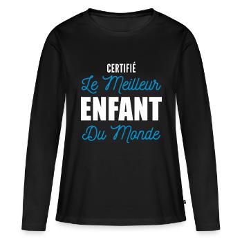 meilleur enfant / ado / adolescent - T-shirt manches longues Premium bio Femme - noir - Devant - Julia (174cm)