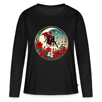 Pin-up diable - T-shirt manches longues Premium bio Femme - noir - Devant - Julia (174cm)