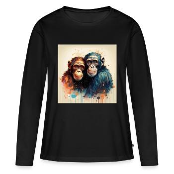 Chimpanzés amoureux - T-shirt manches longues Premium bio Femme - noir - Devant - Julia (174cm)