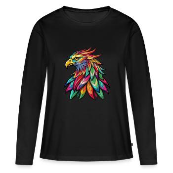 Aigle coloré - T-shirt manches longues Premium bio Femme - noir - Devant - Julia (174cm)