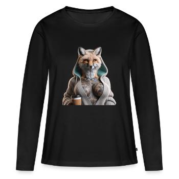 Frau Fuchs - Frauen Premium Bio Langarmshirt - Schwarz - Vorne - Julia (174cm)
