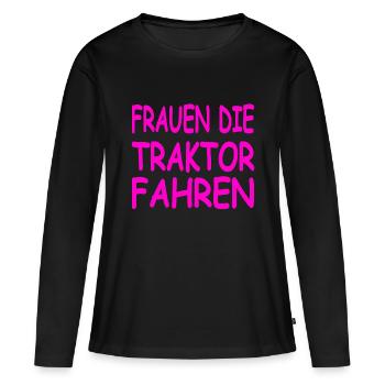Traktor - Frauen Premium Bio Langarmshirt - Schwarz - Vorne - Julia (174cm)