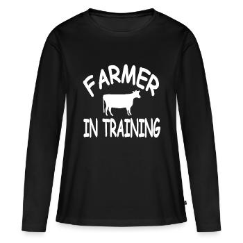 Bauer - Frauen Premium Bio Langarmshirt - Schwarz - Vorne - Julia (174cm)