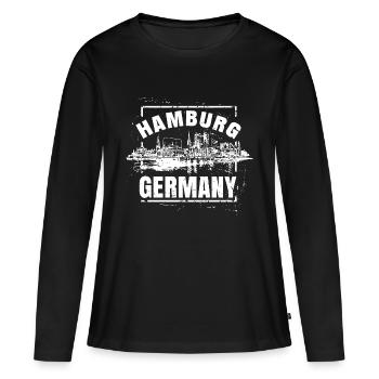 Hambourg, Allemagne, Skyline - T-shirt manches longues Premium bio Femme - noir - Devant - Julia (174cm)