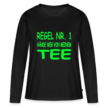 Tee - Frauen Premium Bio Langarmshirt - Schwarz - Vorne - Julia (174cm)