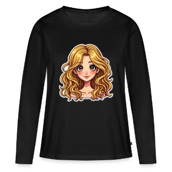 FILLE SPAGHETTI - T-shirt manches longues Premium bio Femme - noir - Devant - Julia (174cm)