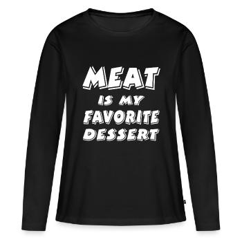 Fleisch - Frauen Premium Bio Langarmshirt - Schwarz - Vorne - Julia (174cm)