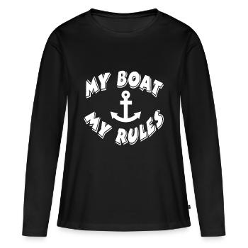 Boot - Frauen Premium Bio Langarmshirt - Schwarz - Vorne - Julia (174cm)