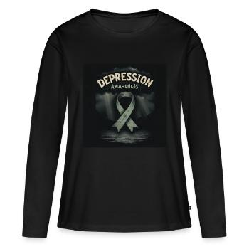 Sensibilisation à la dépression - T-shirt manches longues Premium bio Femme - noir - Devant - Julia (174cm)