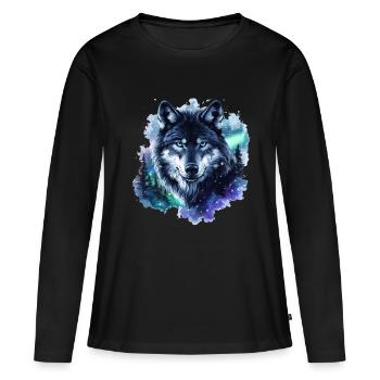 Wolf Nebula Galaxy Northern Lights - Women's Premium Organic Long Sleeve Shirt - black - Front - Julia (174cm)