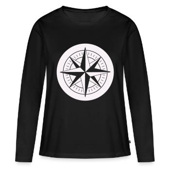 Kompass - Frauen Premium Bio Langarmshirt - Schwarz - Vorne - Julia (174cm)