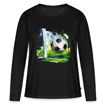 Le football, une passion qui unit - T-shirt manches longues Premium bio Femme - noir - Devant - Julia (174cm)