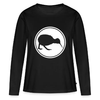 Kiwi - Neuseeland - Nouvelle-Zélande - Maori - Aotearoa - T-shirt manches longues Premium bio Femme - noir - Devant - Julia (174cm)