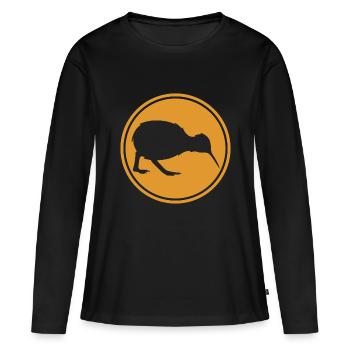 Kiwi - Neuseeland - Nouvelle-Zélande - Maori - Aotearoa - T-shirt manches longues Premium bio Femme - noir - Devant - Julia (174cm)