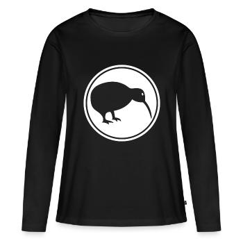 Kiwi - Neuseeland - Nouvelle-Zélande - Maori - Aotearoa - T-shirt manches longues Premium bio Femme - noir - Devant - Julia (174cm)