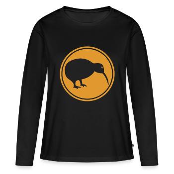 Kiwi - Neuseeland - Nouvelle-Zélande - Maori - Aotearoa - T-shirt manches longues Premium bio Femme - noir - Devant - Julia (174cm)