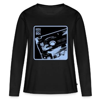 Enfants des années 90 - noir bleu gros plan - T-shirt manches longues Premium bio Femme - noir - Devant - Julia (174cm)