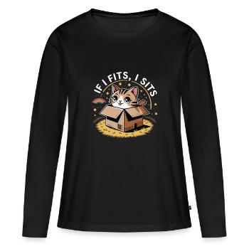 Wenn ich passe, sitze ich - Frauen Premium Bio Langarmshirt - Schwarz - Vorne - Julia (174cm)