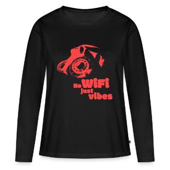 No Wifi, just Vibes - Variante rot - Frauen Premium Bio Langarmshirt - Schwarz - Vorne - Julia (174cm)