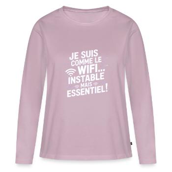 Ich bin wie WiFi... Instabil, aber unverzichtbar! - Frauen Premium Bio Langarmshirt - Altrosa - Vorne - Julia (174cm)