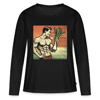 Planche à laver Poireau Planche à laver - T-shirt manches longues Premium bio Femme - noir - Devant - Julia (174cm)