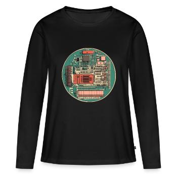Circuits d’antan : la technologie en détail ! - T-shirt manches longues Premium bio Femme - noir - Devant - Julia (174cm)