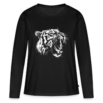 Roaring Tiger Head - Women's Premium Organic Long Sleeve Shirt - black - Front - Julia (174cm)