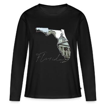Capitole de l’État de Floride en Floride Carte FL - T-shirt manches longues Premium bio Femme - noir - Devant - Julia (174cm)