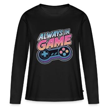 Immer im Spiel - Videospiel - Gamer - Frauen Premium Bio Langarmshirt - Schwarz - Vorne - Julia (174cm)
