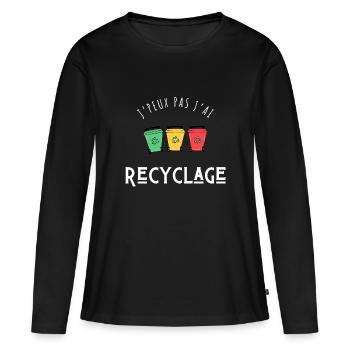 J’peux pas j’ai recyclage - T-shirt manches longues Premium bio Femme - noir - Devant - Julia (174cm)