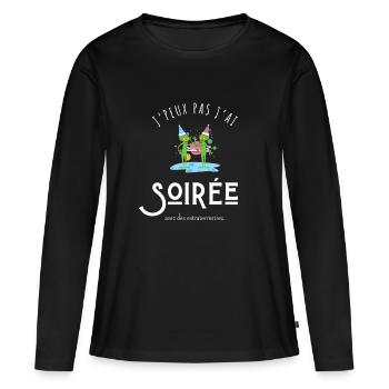 Ich kann nicht, ich hatte einen Abend mit Außerirdischen - Frauen Premium Bio Langarmshirt - Schwarz - Vorne - Julia (174cm)