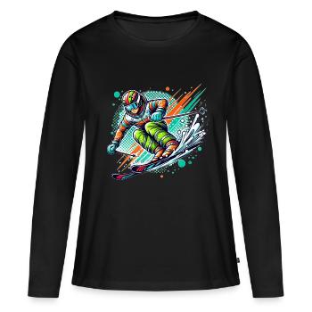 ski abfahrt - Frauen Premium Bio Langarmshirt - Schwarz - Vorne - Julia (174cm)