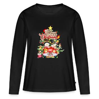 Merry xmas wishes - Women's Premium Organic Long Sleeve Shirt - black - Front - Julia (174cm)